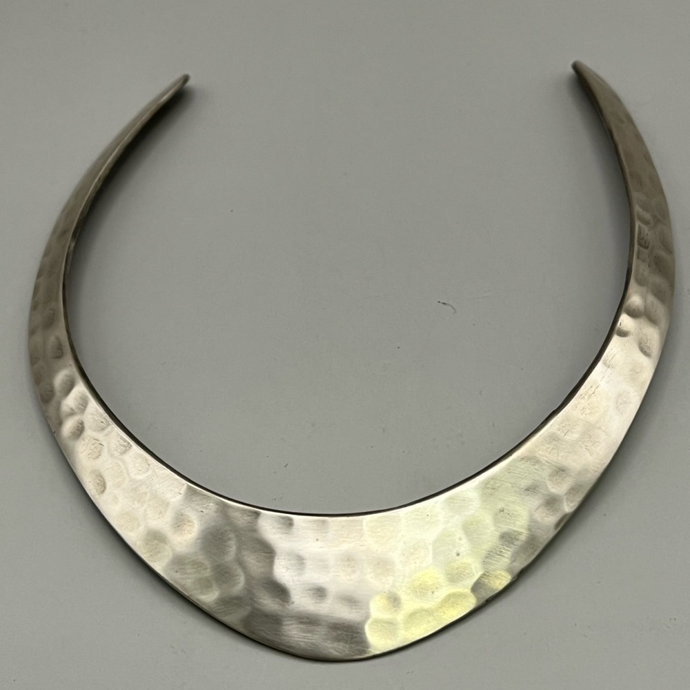 Gold Cored Crescent Necklace with Organic Texture
